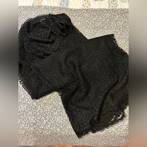 Vintage fabric, black border lace 4 yards